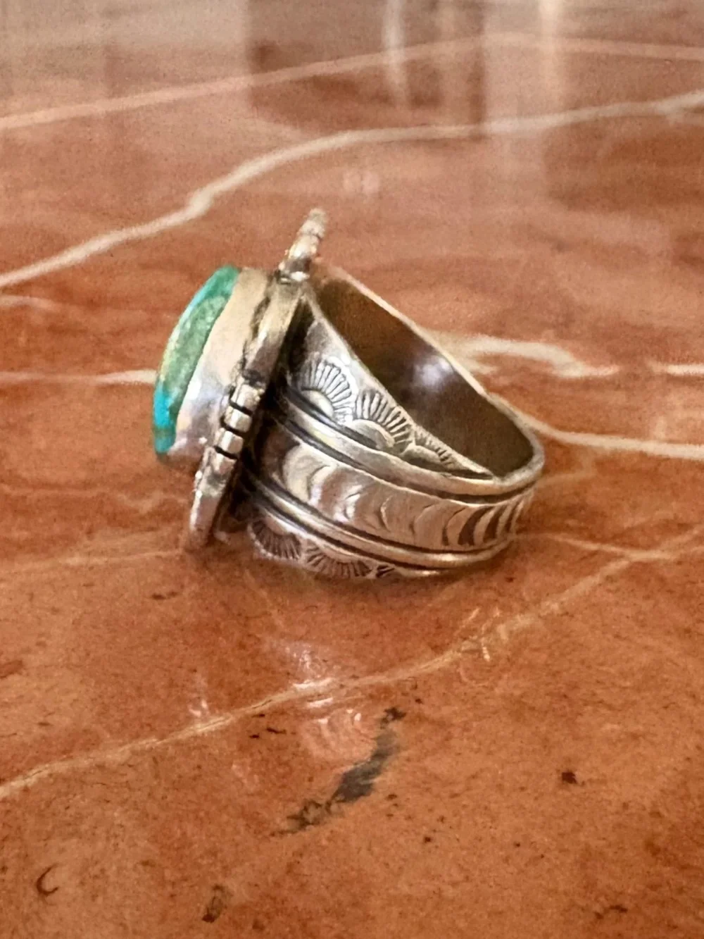 Large Sterling & Turquoise Ring By Navajo Artist Joe Paul Native American